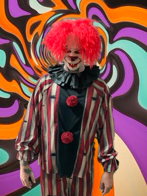 A costumed Halloween performer